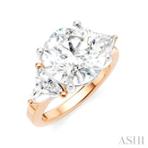 1 1/10 Ctw Circular Shape Trillion and Round Cut Diamond Semi-Mount Engagement Ring in 14K Rose and White Gold